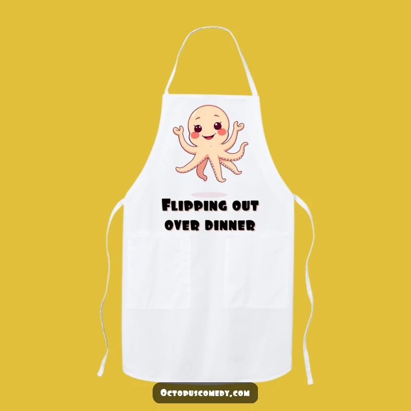 Funny Kawaii Octopus Kitchen Apron, Silly Grin Chef Gift