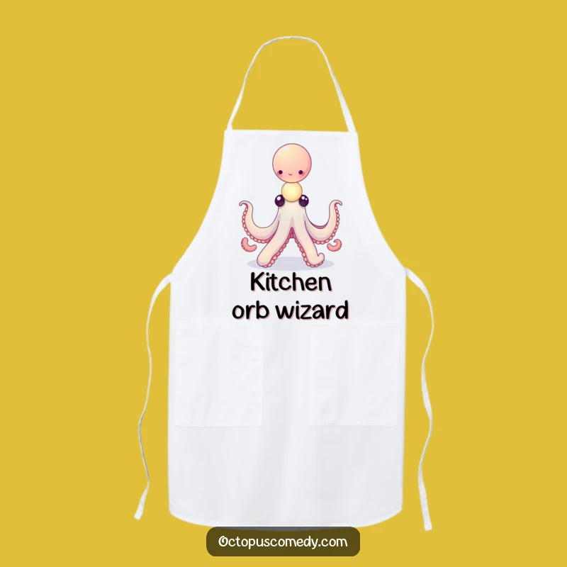 Funny Octopus Apron: Balancing Orbs, Chef Octopus - Kitchen Gift