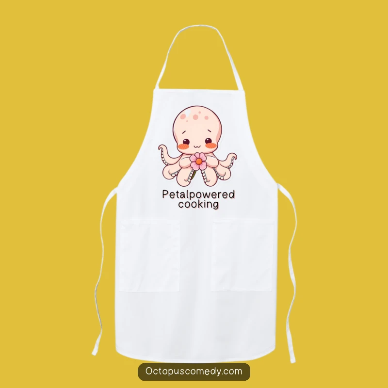 Funny Shy Octopus Flower Apron: Cute Kitchen Gift for Bashful Cooks