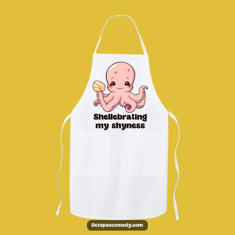 Funny Shy Octopus Apron - Cute Kitchen Wear for Cooking Fun Gift