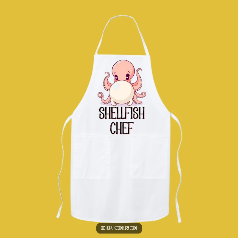 Funny Octopus Pearl Push Apron: Work Smart, Cook Hard, A Super Funny Gift!