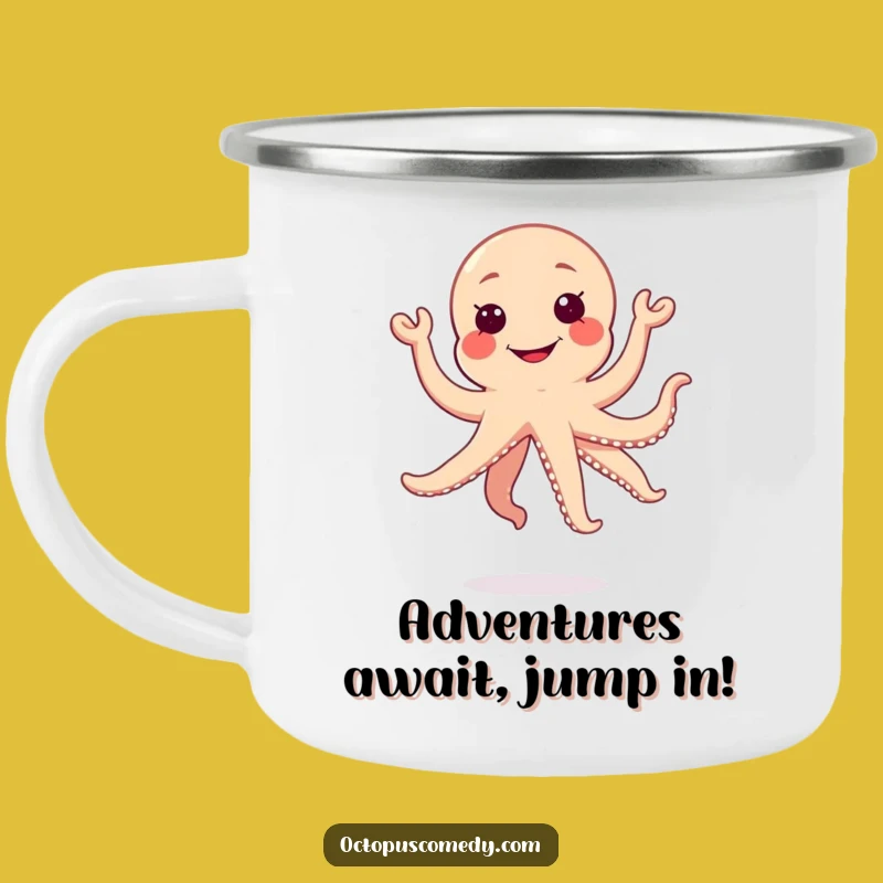Durable Funny Kawaii Octopus Camping Mug, Silly Outdoor Gift