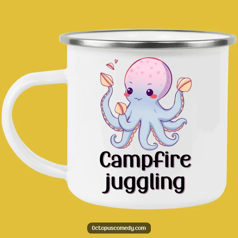Funny Juggling Octopus Seashell Camping Mug - Playful Adventure