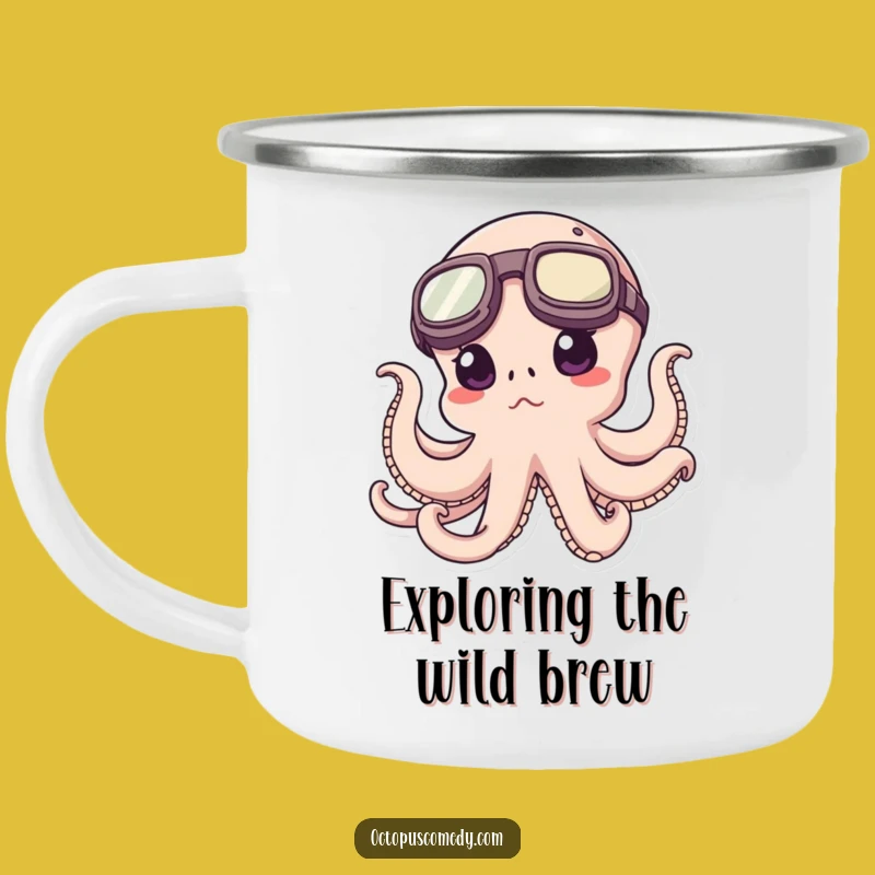 Funny Octopus Camping Mug - Explorer Goggles Cup - Outdoor Gift