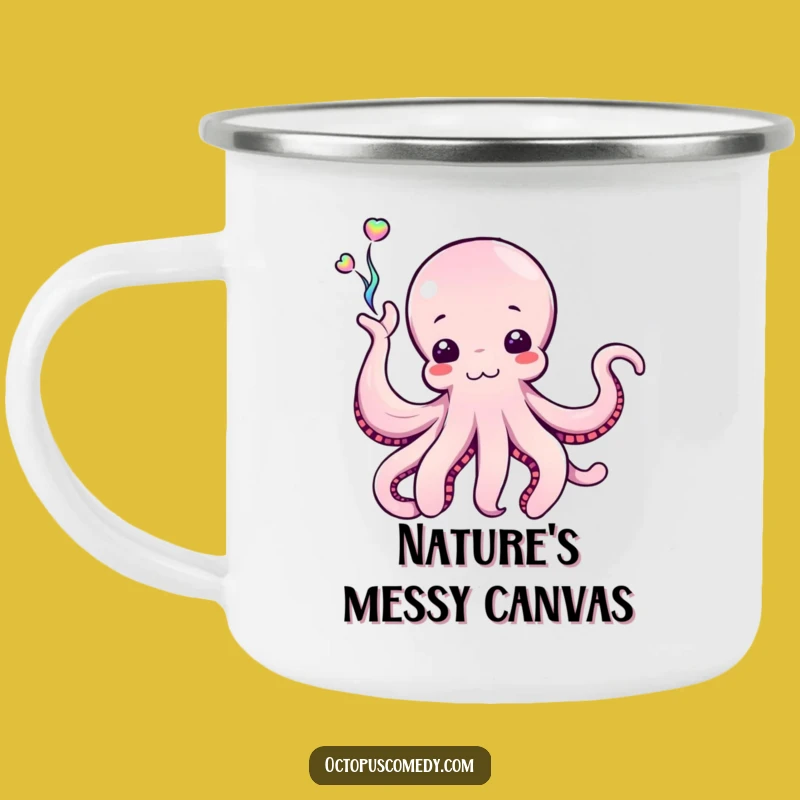 Funny Octopus Ink Camping Mug, Creative Cephalopod Outdoor Drinkware, Hilarious Art Gift
