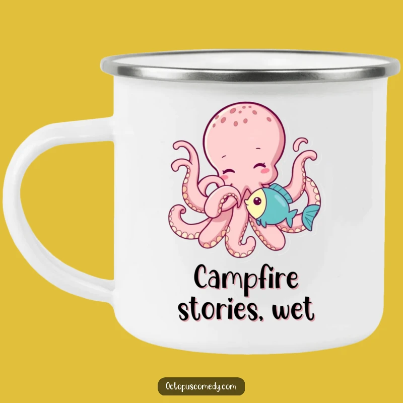 Funny Octopus Tickling Fish Camping Mug: Playful Outdoor Fun