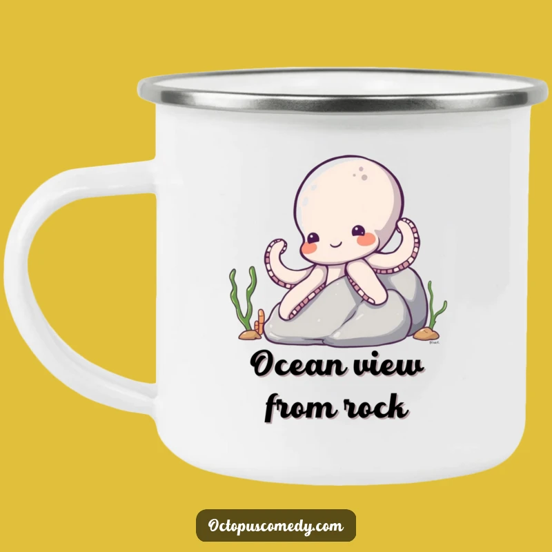 Funny Shy Octopus Camping Mug: Ocean Adventure - Outdoor Fun