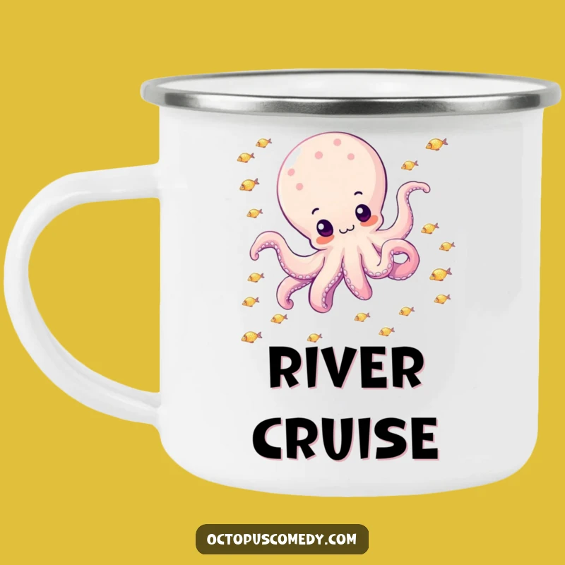 Funny Octopus Camping Mug: Drifting with Sparkly Fish - Outdoor Gift