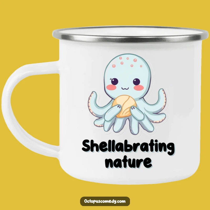 Funny Kawaii Octopus Camping Mug: Shy Campfire Companion
