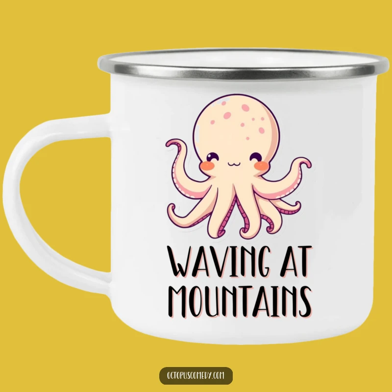 Funny Kawaii Octopus Camping Mug: Tentacle Waving Adventure Fuel
