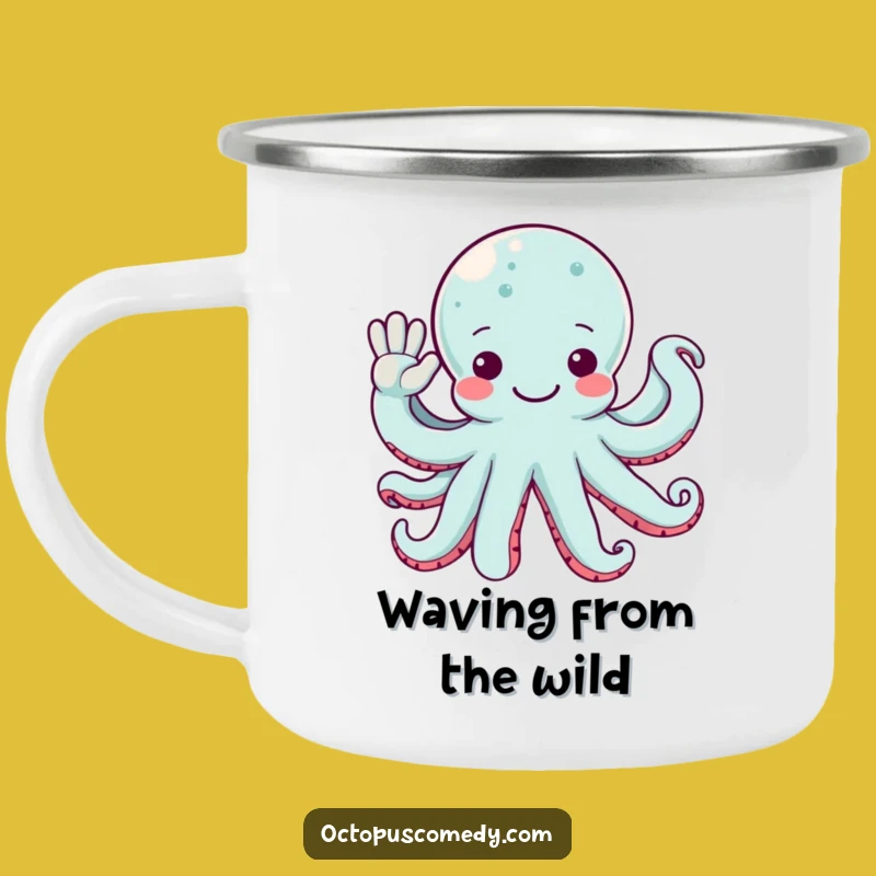 Funny Octopus Camping Mug: Friendly Wave Companion