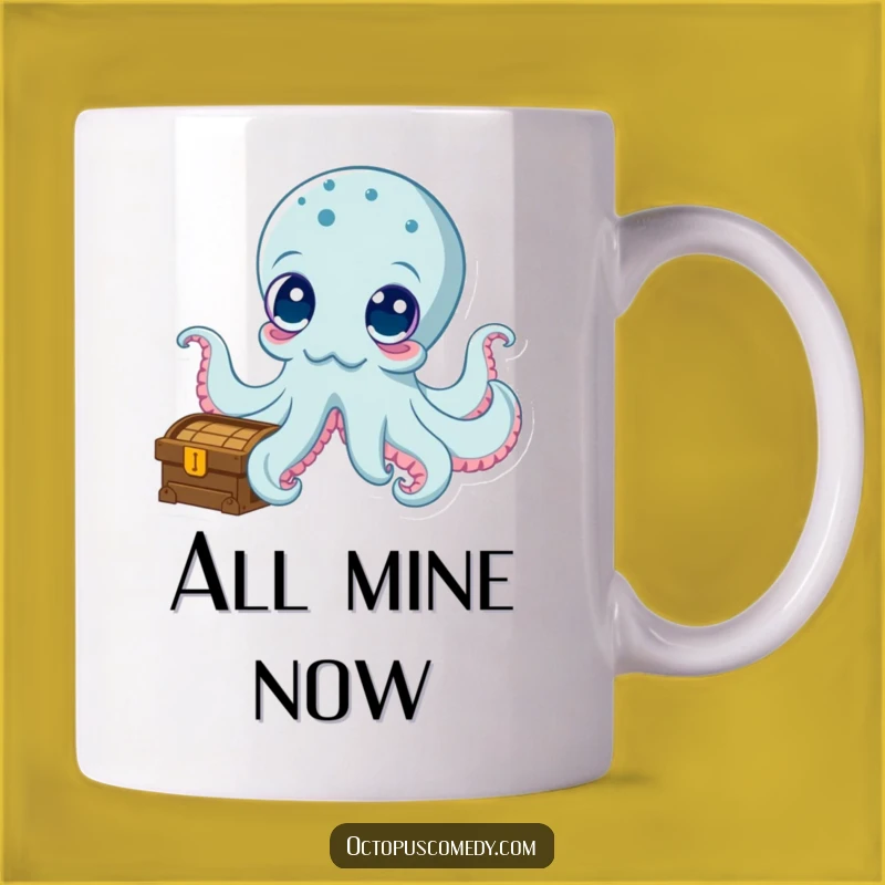 Funny Curious Octopus Treasure Chest Mug - Unique Funny Gift