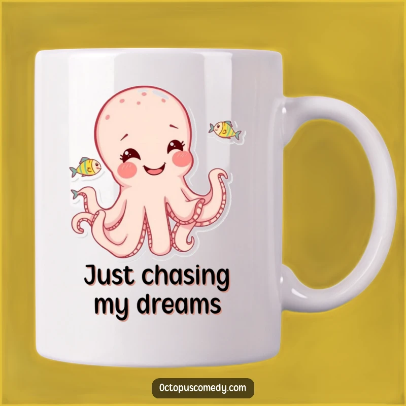 Funny Joyful Octopus Mug: Playful Fish Chaser - Great Gift