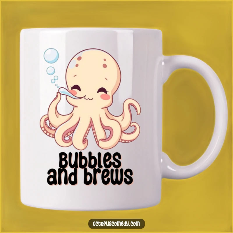 Funny Octopus Bubbles Mug - Playful Ocean Gift for Happy Mornings