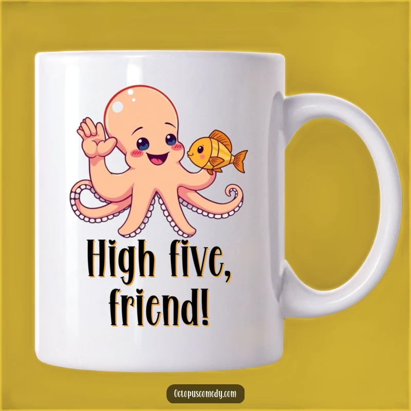 Funny Octopus High-Five Mug: A Hilarious Gift for Your Friendly Aquatic Pal
