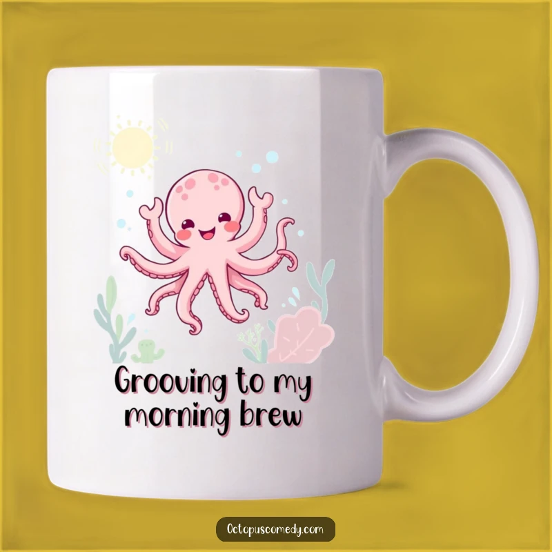 Funny Kawaii Octopus Dance Mug, Joyful Underwater Gift