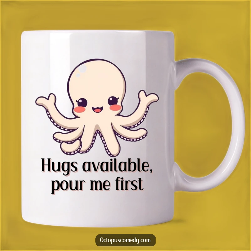 Funny Kawaii Octopus Hug Mug, Friendly Gesture Gift