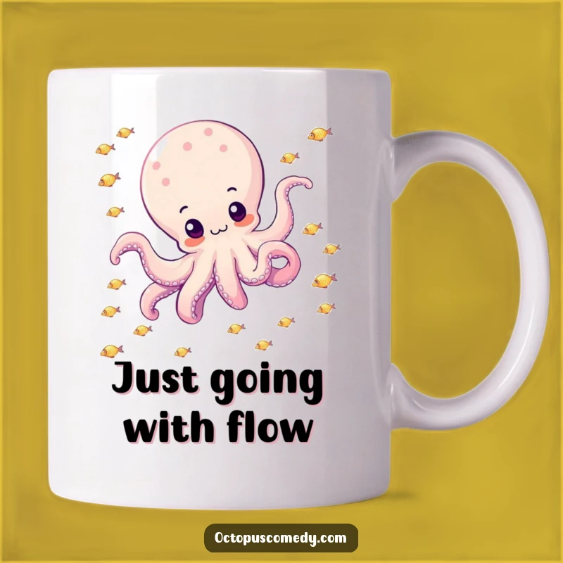 Funny Octopus Mug: Drifting with Sparkly Fish, Whimsical Ocean Gift