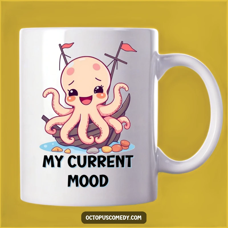 Funny Joyful Octopus Shipwreck Mug - Hilarious Ocean Creature Gift
