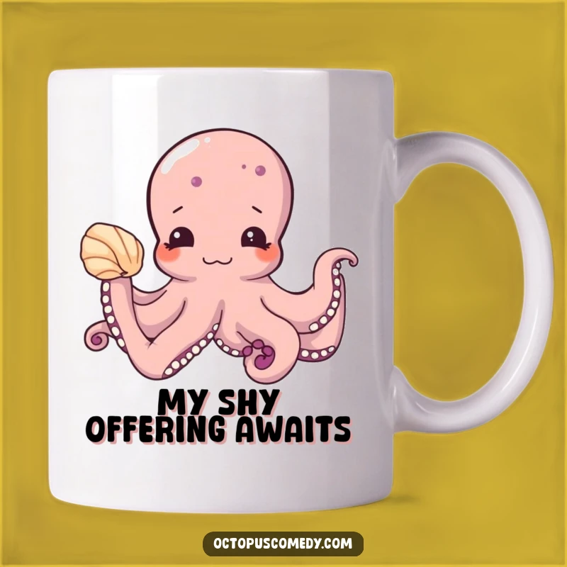 Funny Shy Octopus Offering Seashell Mug - The Perfect Adorable Gift