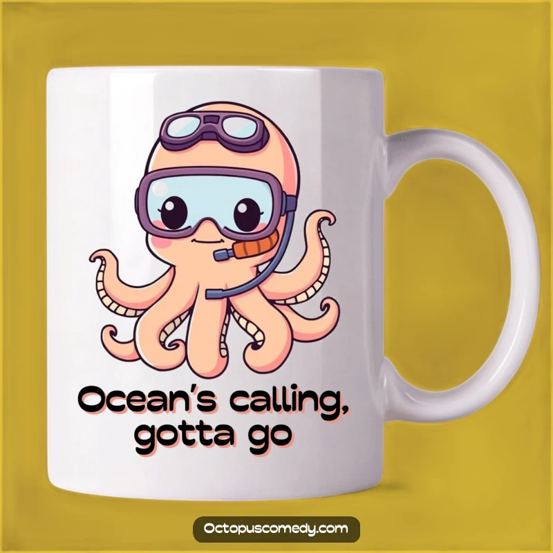 Funny Kawaii Octopus Snorkel Mug: Adventurous Sea Creature Lover Gift