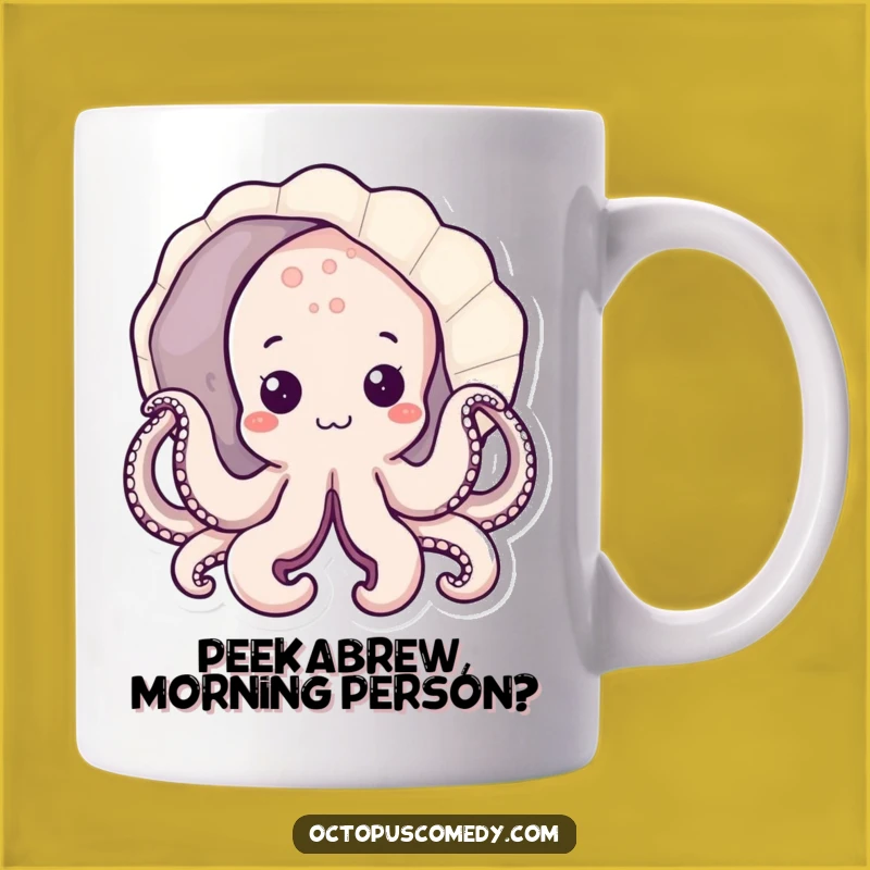 Funny Kawaii Octopus Seashell Mug, Perfect Gift for Ocean Lovers
