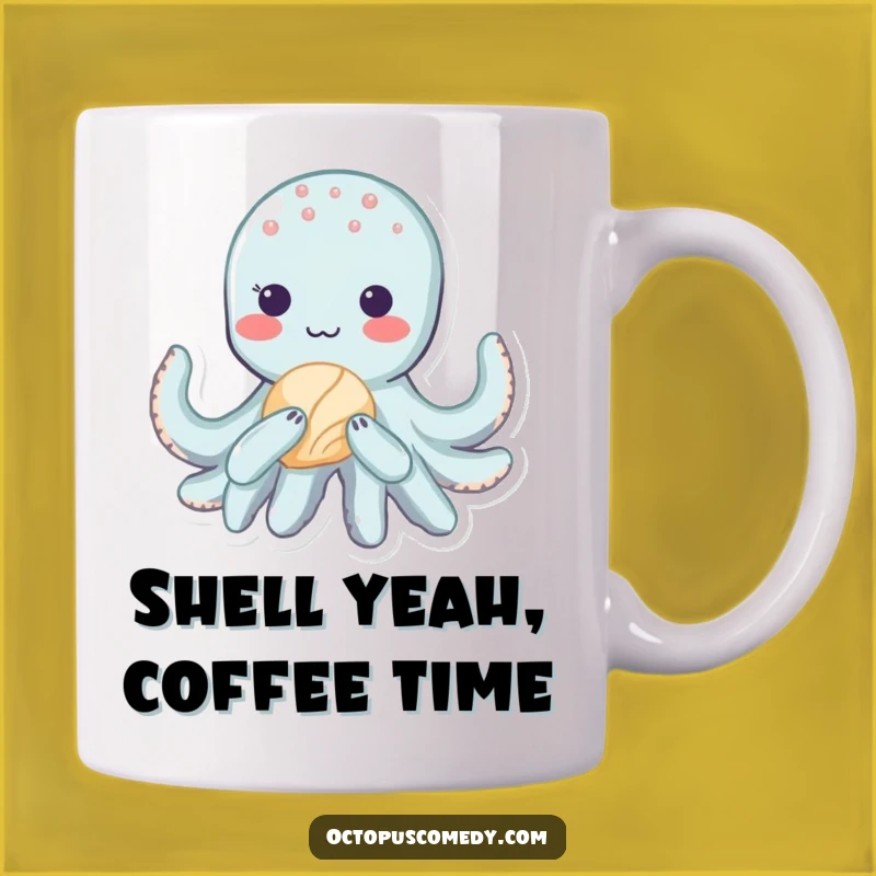 Funny Kawaii Octopus Mug: Shy Seashell Hugger - Perfect Cute Gift
