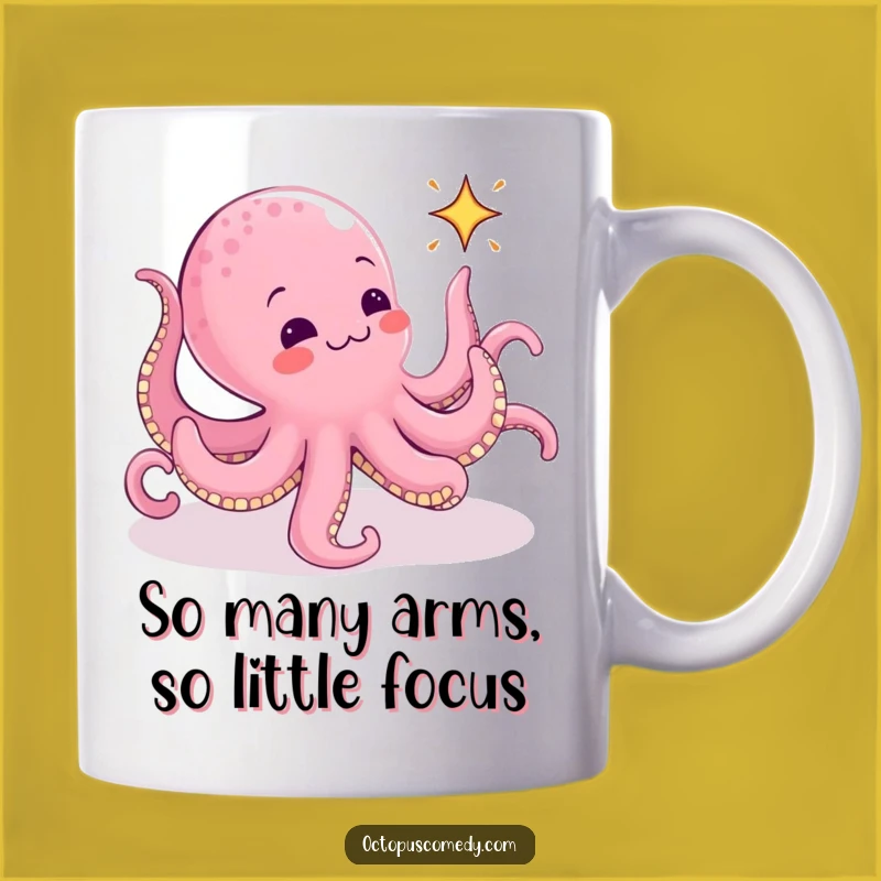 Funny Octopus Chasing Sparkle Mug - Hilarious Animated Gift for Friends