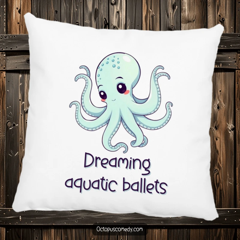 Funny octopus in a graceful, swirling underwater dance, designed as a comfortable and decorative pillow.