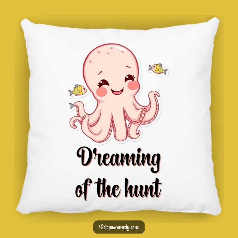 Funny Joyful Octopus Pillow: Playful Fish Chase Cushion