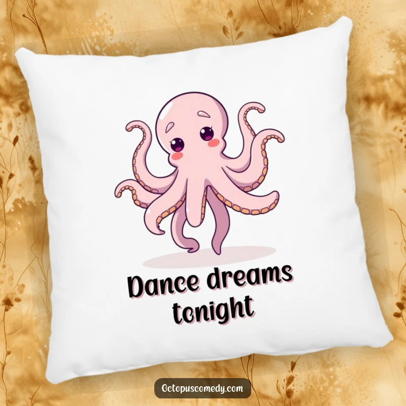 Funny Dancing Octopus Pillow, depicting a happily dancing octopus with tentacles flying, perfect for adding quirky comfort.