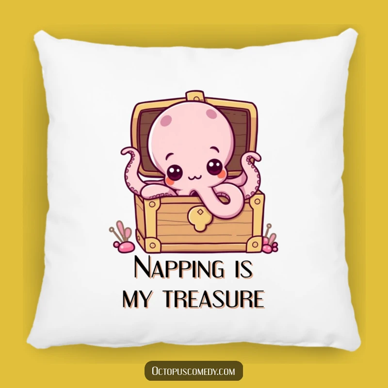 Funny Octopus Treasure Chest Pillow: Cozy Cushion with Curious Eyes, Great Gift