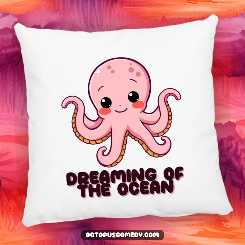 Funny octopus pillow featuring a determined octopus with a funny wiggle, perfect for adding humorous comfort to any room.
