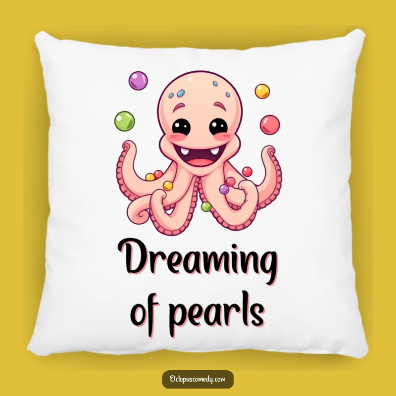 Grinning Octopus Pillow: Cozy and Funny Comfort with Juggling Pearls