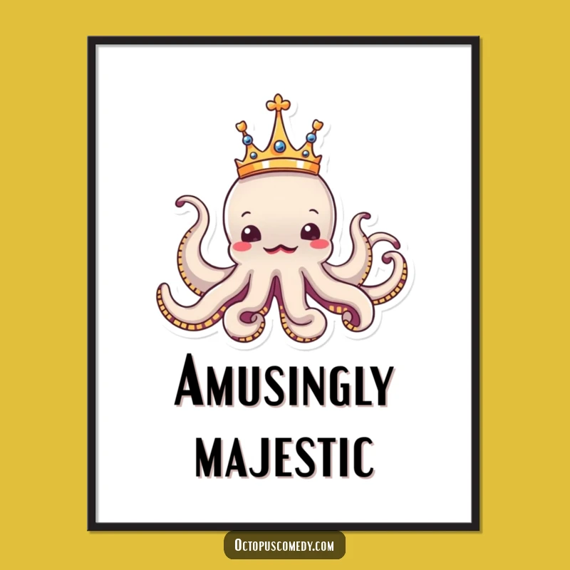 Funny Royal Octopus Digital Art: Instant Majestic Wall Decor for Any Space