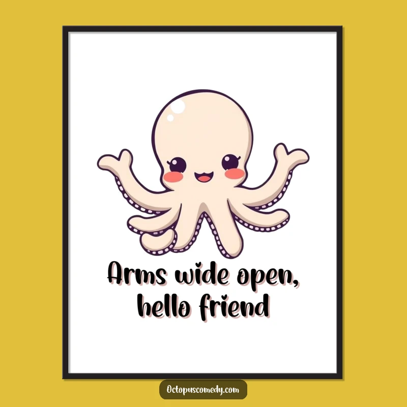 Funny Kawaii Octopus Digital Art, Instant Friendly Gift