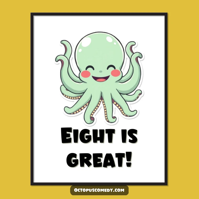 Funny Octopus Hug Digital Art: Humorous Printable for Ocean Lovers Gift