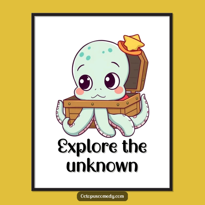 Curious Octopus Digital Art: Funny Wall Art for Adventurous Spaces