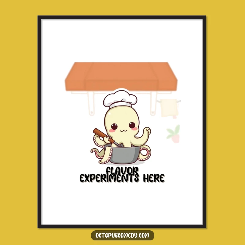 Funny Chef Octopus Digital Print: Instant Culinary Humor, Downloadable Funny Gift Art