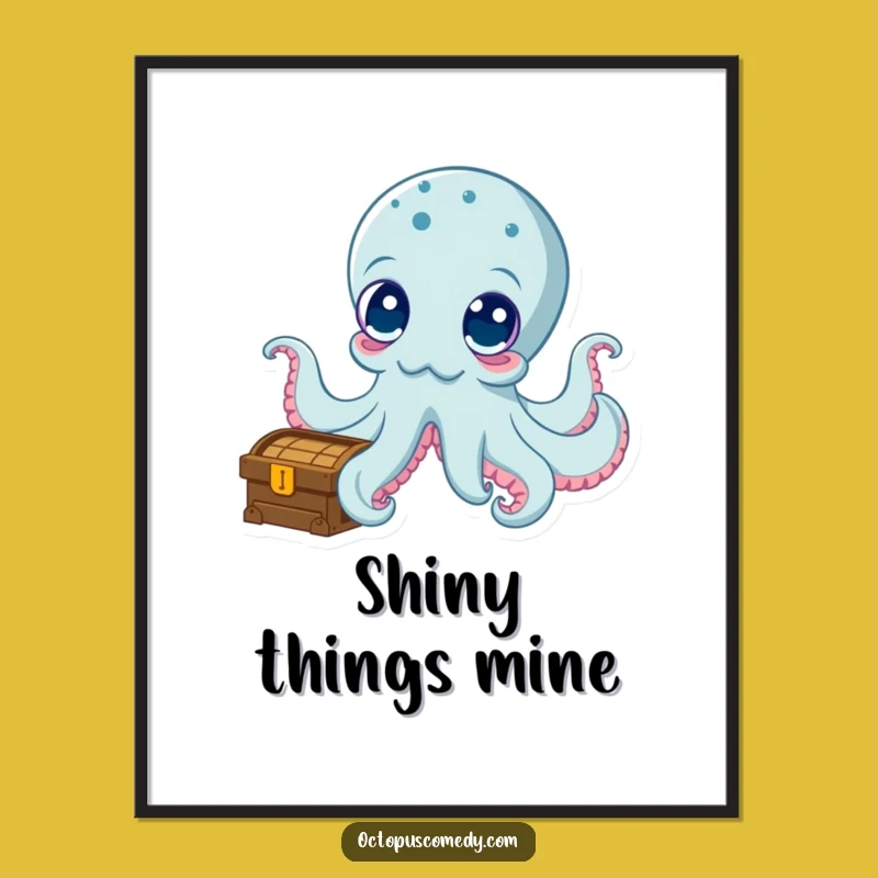 Funny Curious Octopus Treasure Chest Digital Art - Instant Wonder