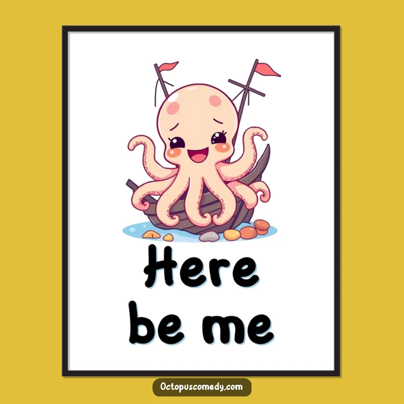 Funny Joyful Octopus Shipwreck Digital Art - Instant Ocean Laughs