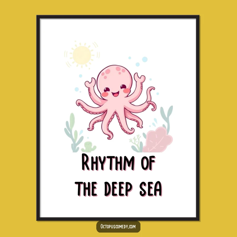 Funny Kawaii Octopus Digital Art, Instant Joyful Dance Gift