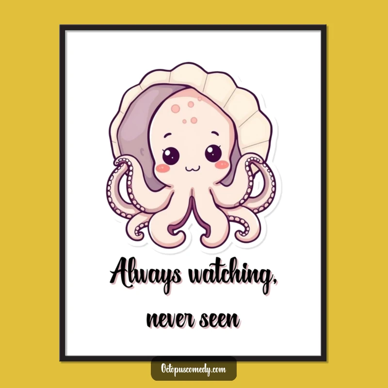 Funny Kawaii Octopus Digital Art, Instant Ocean Download Gift