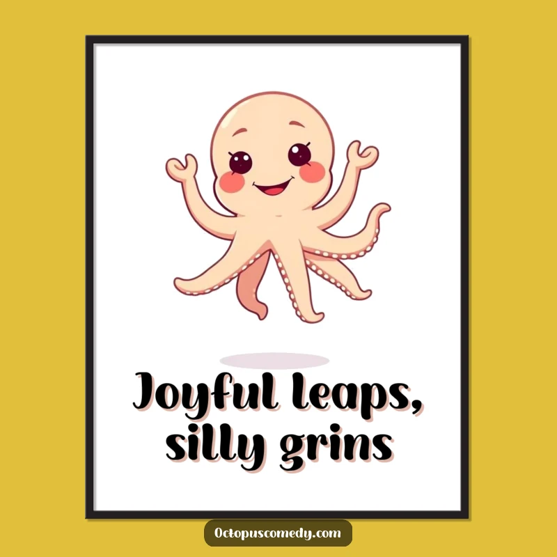 Funny Kawaii Octopus Digital Art, Instant Silly Grin Gift