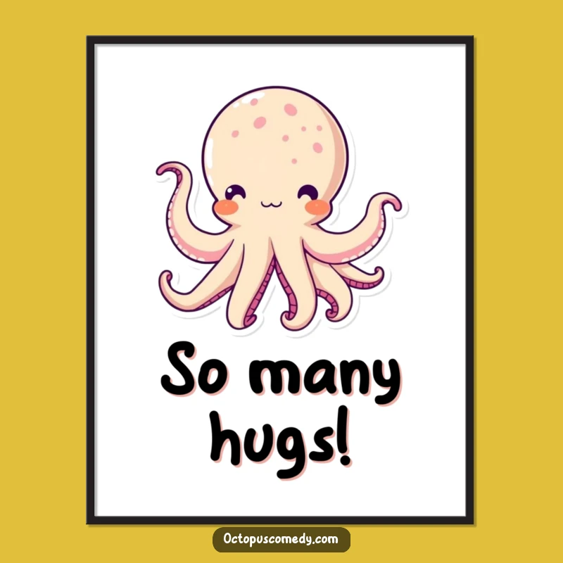 Funny Kawaii Octopus Digital Art: Waving Tentacles for Instant Wall Decor