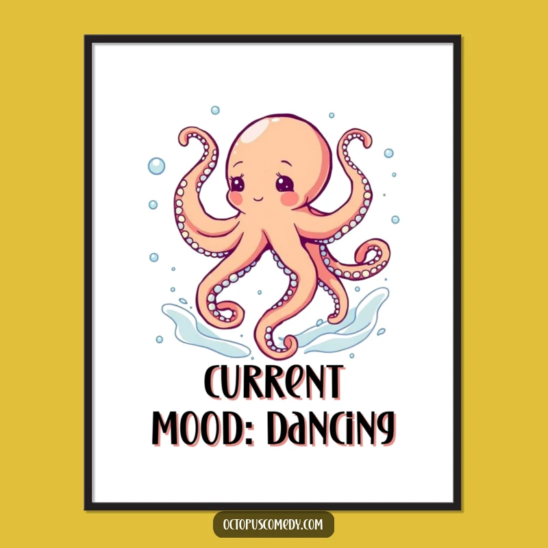Funny Octopus Dancing Digital Art: Instant Energetic Wall Decor for Any Space