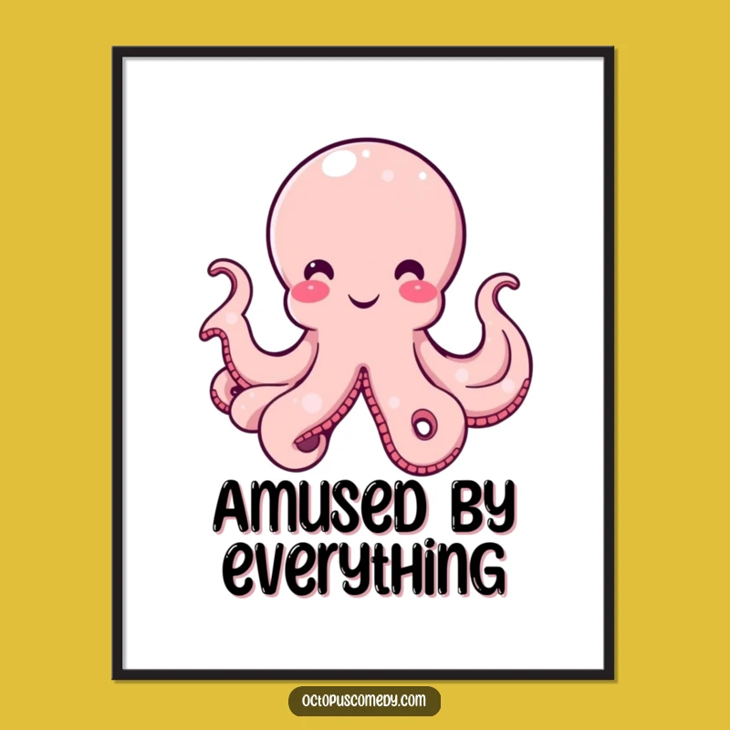 Funny Octopus Digital Art, Amused Cephalopod Printable, Hilarious Tentacle Decor Download