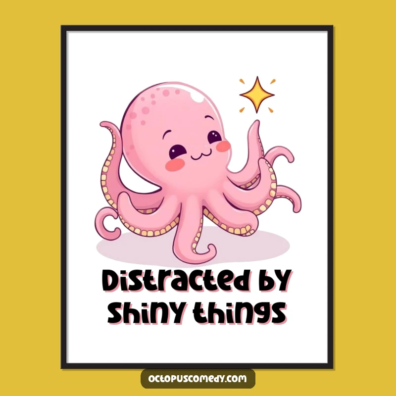 Funny Octopus Digital Art: Animated Sparkle Chase Print - Instant Funny Gift
