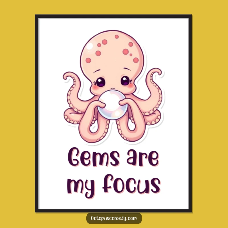 Funny Octopus Pearl Digital Art: Instant Elegant Ocean Decor