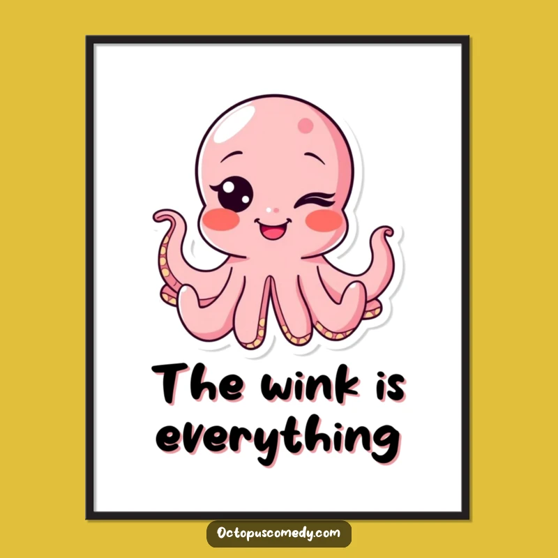 Funny Wink Octopus Digital Art: Instant Playful Wall Decor